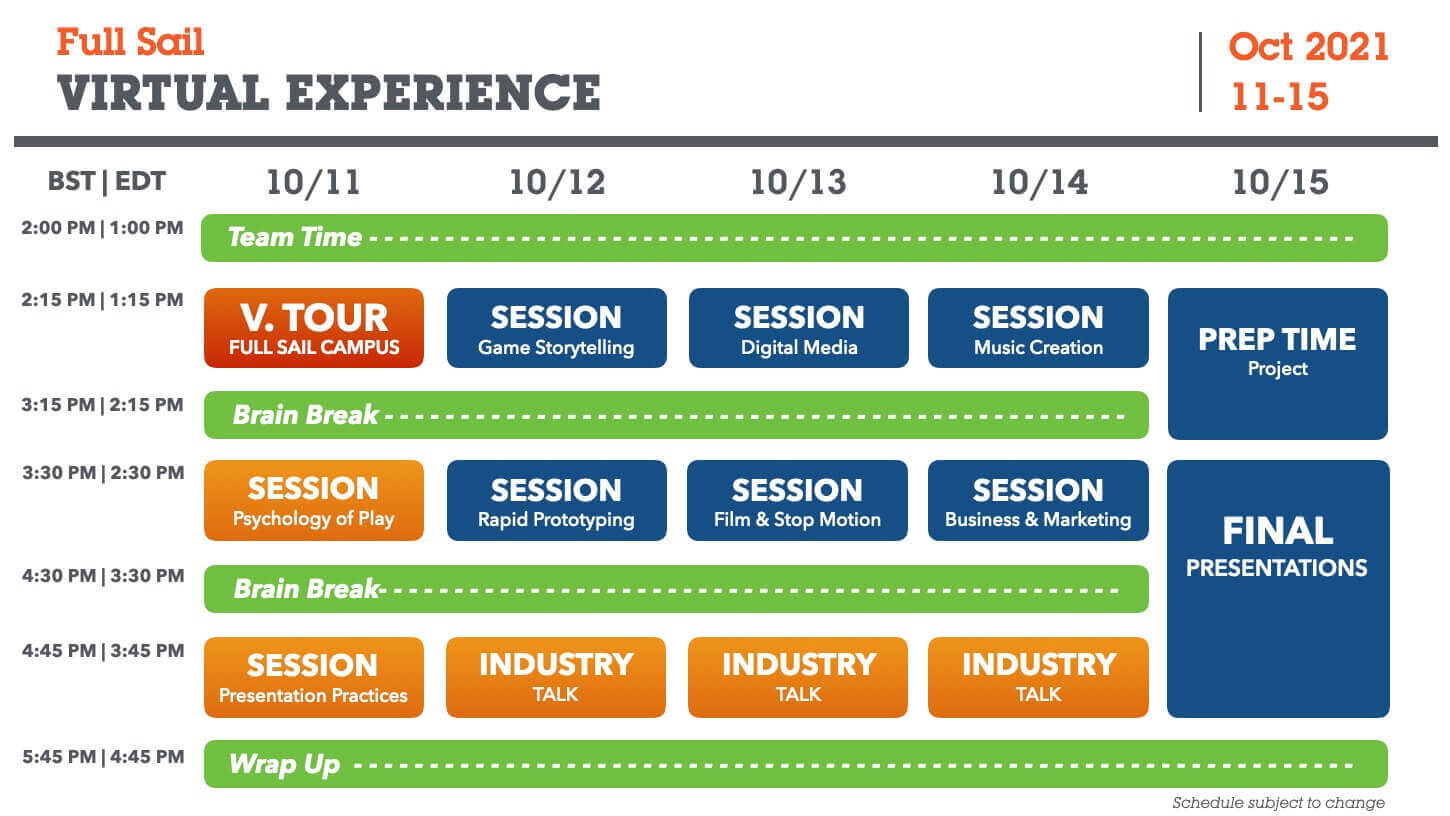 Virtual Experience SCHEDULE